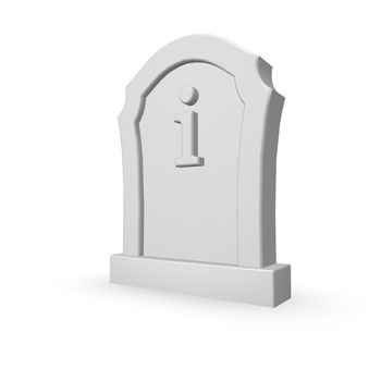 gravestone with letter i on white background - 3d illustration