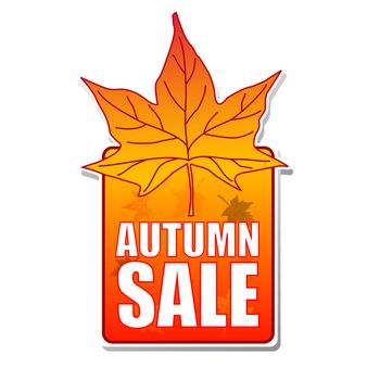 autumn sale - orange label with text and leaf