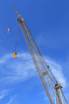 Close up shot of a crane at a harbou