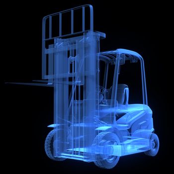 Fork lift truck, front view,  x-ray version