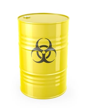 Barrel with biohazard symbol, isolated on white background