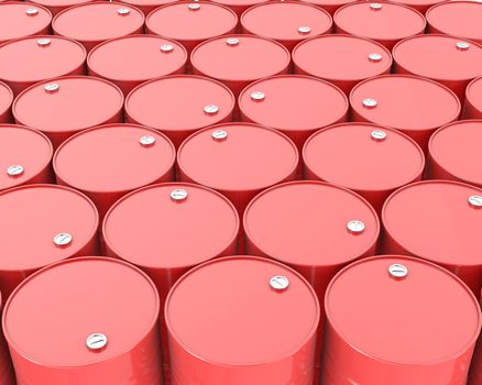 Large group of red barrels