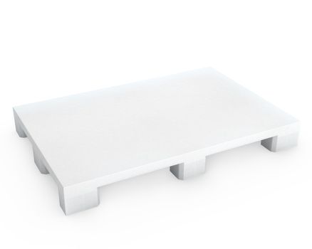 White plastic pallet, isolated on white background