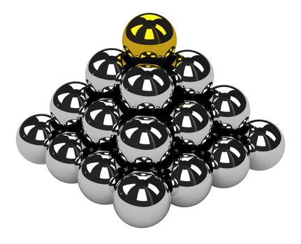The big pyramid of shiny metal balls