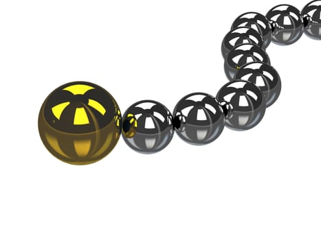 Big gold ball and small metal balls