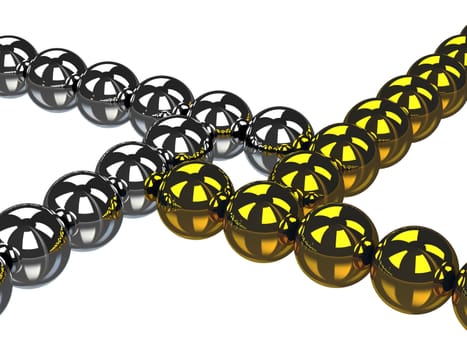 Many metal balls on a white background