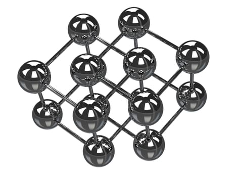 The metal balls on a white background
