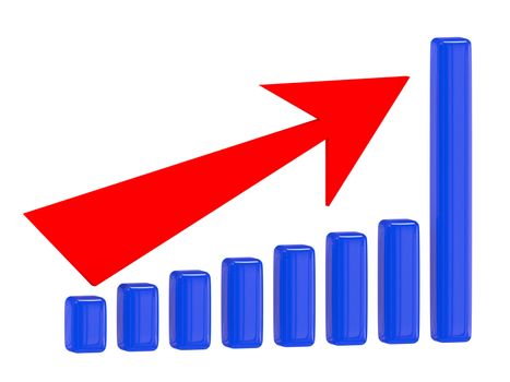 The blue graph on a white background