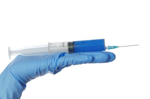 doctor holds in the hand syringe with a new antibiotic
