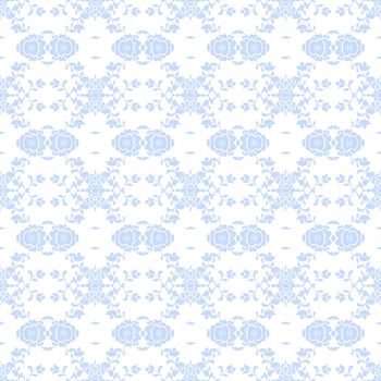 Baby blue vine and cluster elements in a damask style pattern