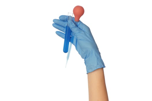 doctor holds a tube with sample of new antidote