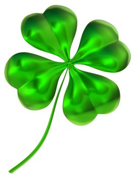 glossy four-leaf clover as international traditional symbol of good luck and fortune