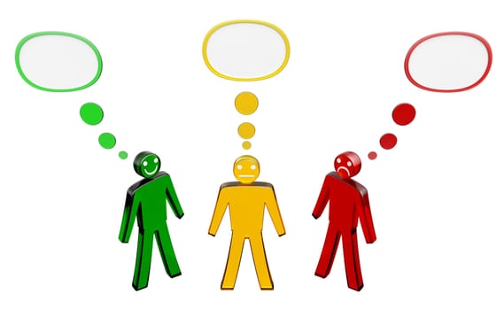 three persons have different points of view