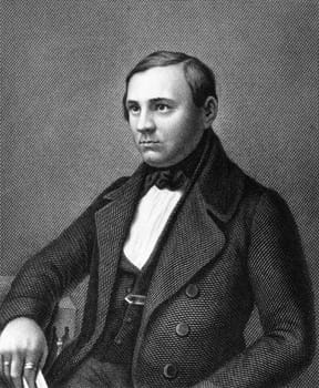 Adolph Gottlieb Ferdinand Schoder (1817-1852) on engraving from 1859. German politician. Engraved by Nordheim and published in Meyers Konversations-Lexikon, Germany,1859.