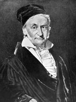 Carl Friedrich Gauss (1777-1855) on antique print from 1898. German mathematician and physical scientist. After Jensen and published in the 19th century in portraits, Germany, 1898.