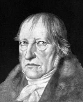 Georg Wilhelm Friedrich Hegel (1770-1831) on antique print from 1898. German philosopher. After Schlesinger and published in the 19th century in portraits, Germany, 1898.