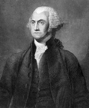 George Washington (1731-1799) on engraving from 1859. First President of the U.S.A. during 1789-1797  and commander of the Continental Army in the American Revolutionary War during 1775-1783. Considered as Father of his country. Engraved by unknown artist and published in Meyers Konversations-Lexikon, Germany,1859.
