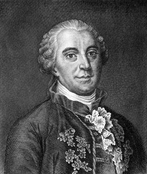 Georges-Louis Leclerc, Comte de Buffon (1707-1788) on engraving from 1859. French naturalist, mathematician, cosmologist and encyclopedic author. Engraved by unknown artist and published in Meyers Konversations-Lexikon, Germany,1859.