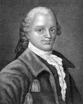 Gotthold Ephraim Lessing (1729-1781) on engraving from 1859. German writer, philosopher, dramatist, publicist and art critic. Engraved by unknown artist and published in Meyers Konversations-Lexikon, Germany,1859.