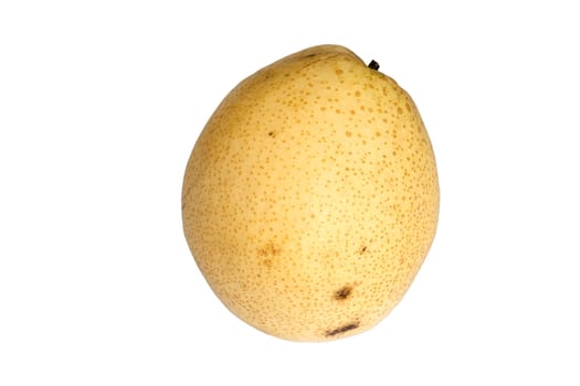 The yellow pear. On a white background.