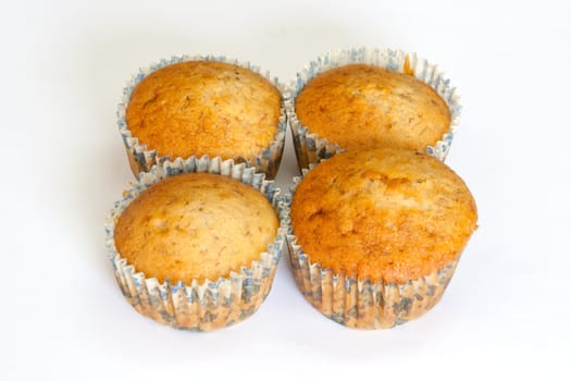 Cup cake. Banana cake on a white background.