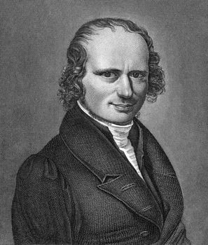 Heinrich Karl Jaup (1781-1860) on engraving from 1859. German politician. Engraved by unknown artist and published in Meyers Konversations-Lexikon, Germany,1859.