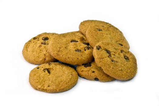 Cookies, chocolate brown on a white background.