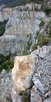 Steep and rugged cliffs in the Spring Mountains National Recreation Area of Nevada.