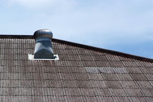 The air vent on the roof of the factory.