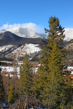 Winter Scenery of Rocky Mountain National Park in Colorado.