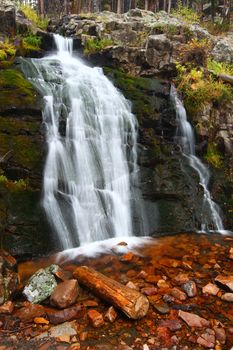 Upper Memorial Falls in the Lewis and Clark National Forest of Montana.