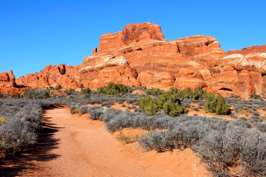 Arches National Park has many hiking trails to view the rugged scenery of Utah.