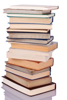 Composition of books stack isolated on white background