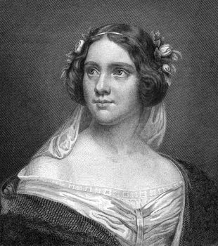 Jenny Lind (1820-1887) on engraving from 1859. Swedish opera singer. Engraved by N.Afinger and published in Meyers Konversations-Lexikon, Germany,1859.