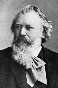 Johannes Brahms (1833-1897) on engraving from 1908. German composer and pianist, one of the leading musicians of the Romantic period. Engraved by unknown artist and published in "The world's best music, famous songs. Volume 8", by The University Society, New York,1908.