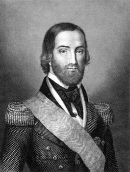 Prince Francois, Prince of Joinville (1818-1900) on engraving from 1859. Third son of King of France Louis Philippe. Engraved by unknown artist and published in Meyers Konversations-Lexikon, Germany,1859.