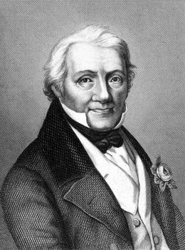 Salomon Heine (1767-1844) on engraving from 1859.  Merchant and banker in Hamburg. Engraved by T.Kuhner and published in Meyers Konversations-Lexikon, Germany,1859.