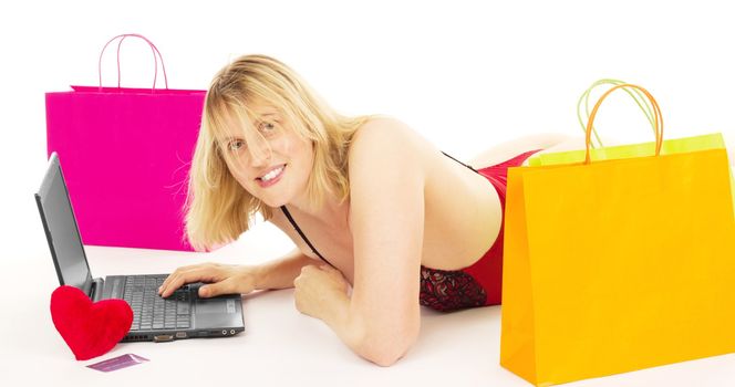 Attractive woman shopping over the internet