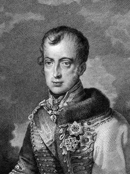 Ferdinand I of Austria (1793-1875) on engraving from 1859. Emperor of Austria. Engraved by G.W.Lehmann and published in Meyers Konversations-Lexikon, Germany,1859.
