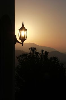 lamp in the morning with sunny backlight