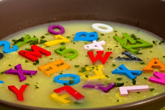 A hot- alphabet soup dish