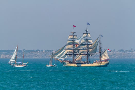 CADIZ, SPAIN - JUL 29: Dutch Ship, Europa setting sail on the Tall ship races 2012 on July 29 , 2012, in Cadiz , Spain