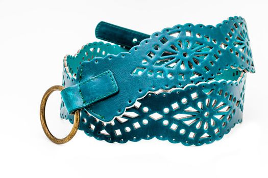 A green women belts on a white background