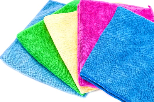 Colorful towels on a white background