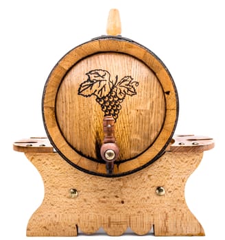 Wood barrel for wine on a white background