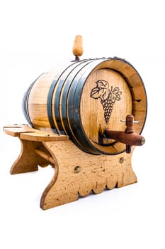 Wood barrel for wine on a white background