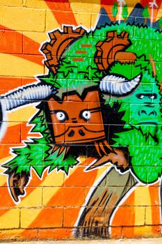 PUERTO REAL, CADIZ, SPAIN-JUL 15: Graffiti of unidentified artist on the first tournament of Graffiti of Puerto Real on Jul 15, 2011, in Puerto Real,  Spain