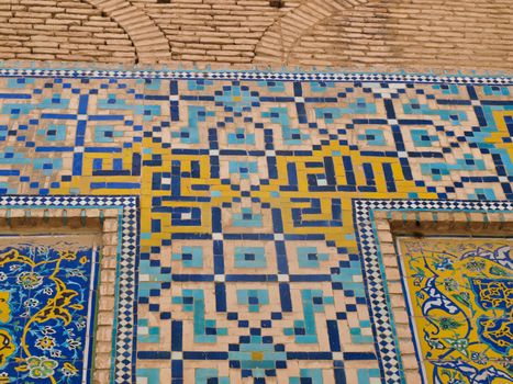 tiled background, oriental ornaments from Isfahan Mosque, Iran