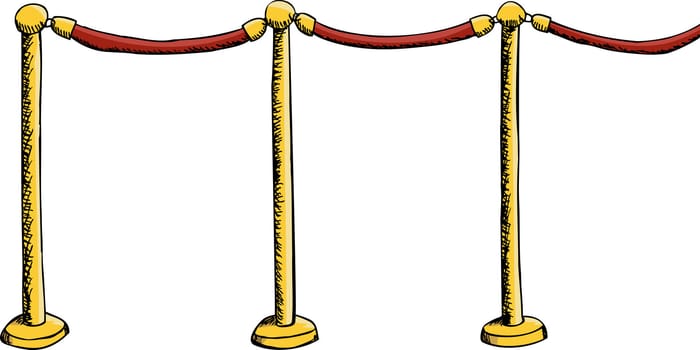 Velvet rope barrier illustration isolated over white