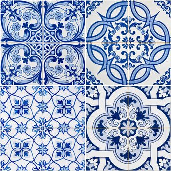 Colorful vintage ceramic tiles wall decoration.